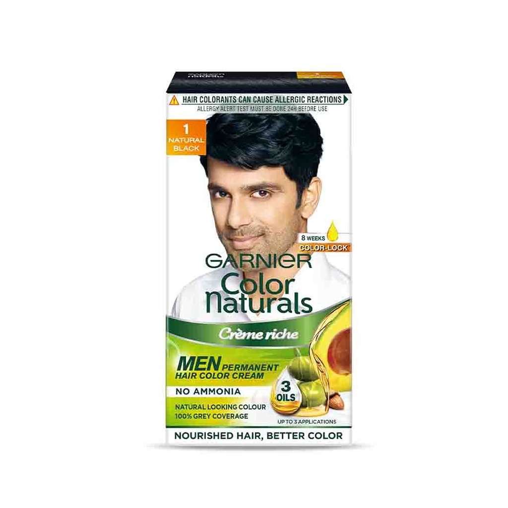 Garnier Color Naturals - Men Permanent Hair Colour Cream - Natural Black 1