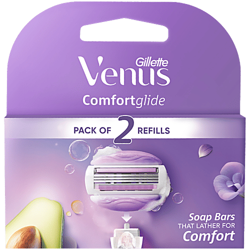 Gillette Venus Breeze Hair Removal Razor Blade/Refill-Gel Bar With Avocado Oils&Freecia Scent, 2 Pcs