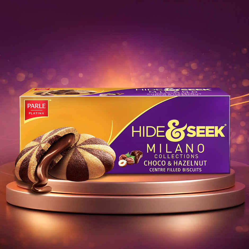 Parle Hide & Seek Milano Choco & Hazelnut Centre Filled Biscuits 60 Gm