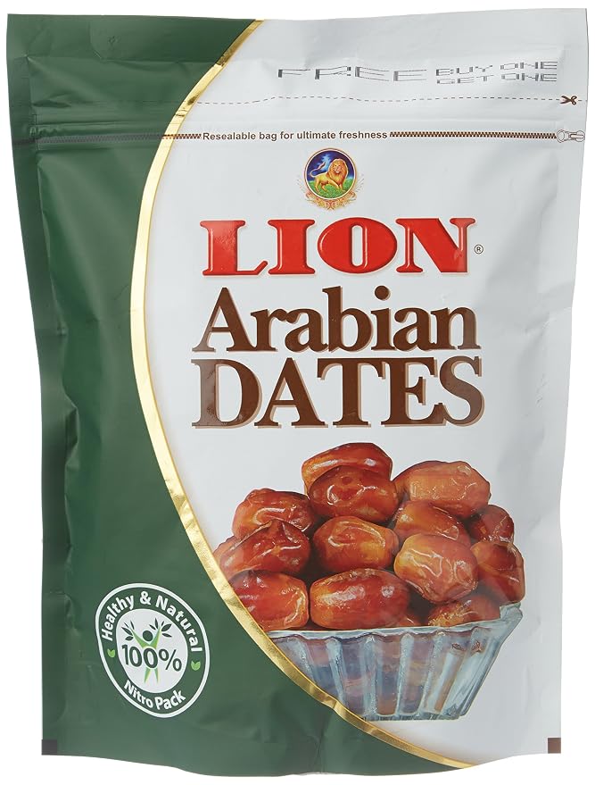 Lion Dates Arabian Seeded, 500 Gram (Dried, 1+1 Free)