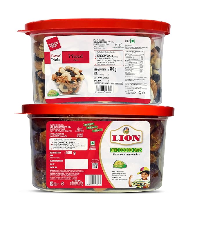 Lion Deseeded Pre-Packaged Dates, 500 Grams, Fresh