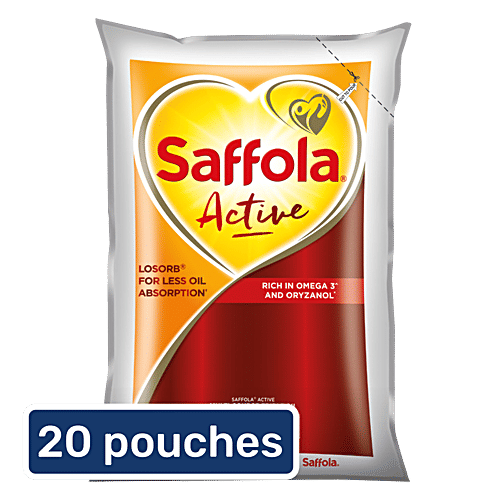 Saffola Active Multi-Source Refined Rice Bran & Soya Bean Cooking Oil, 20X930 Ml (Multipack)