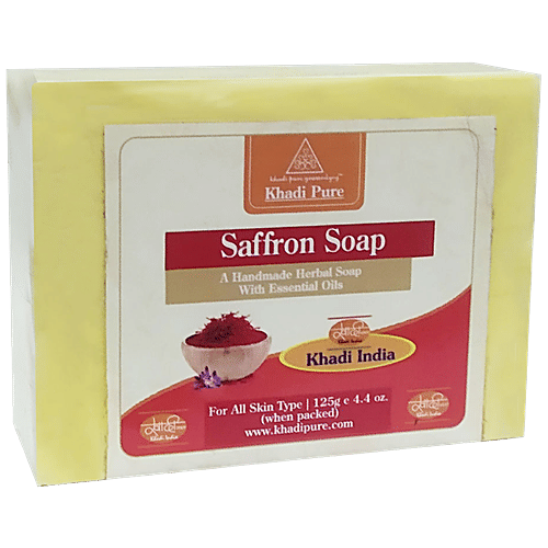 Khadi Pure Saffron Soap - With Essential Oils, Herbal, Handmade, For All Skin Types, 125 G
