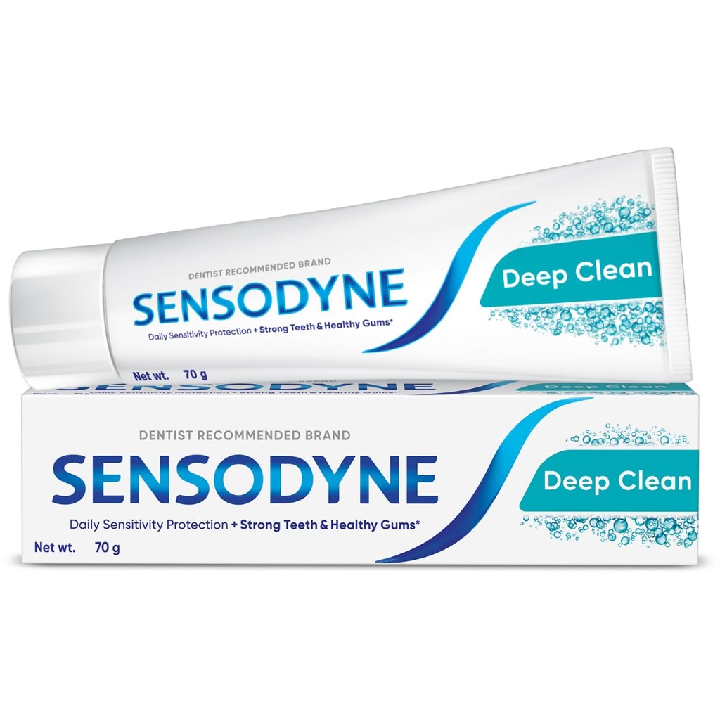 Sensodyne Toothpaste Deep Clean | Daily Sensitivity Protection Tooth Paste Pack Of 1 - 70Gm | Dentist Recommended | Everyday Use Paste, Fresh Taste, Cavity Protection, Removes Plaque