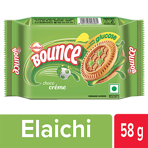 Sunfeast Bounce Elaichi Creme Flavoured Biscuits, 58 g Pouch 