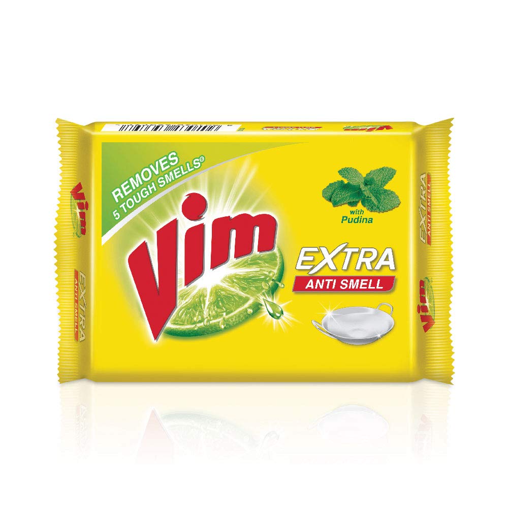 Vim Dishwash Anti Smell Bar, Pudina, Removes Tough Food Smells From Utensils 250 G