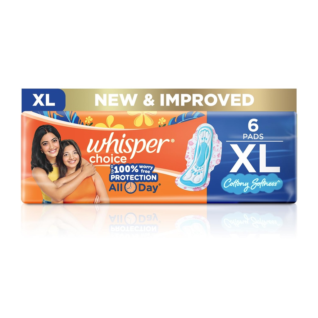 Whisper Choice Sanitary Pads For Women, Xl 6 Napkins