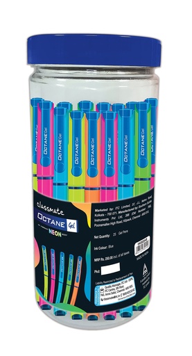 [OCTNEO-00602] Classmate Octane Gel Pen- Neon Series (Blue)- Pack Of 25 + 10 Gel Refills Free