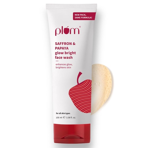 [PLUSAF-00674] Plum Saffron & Papaya Glow Face Wash | Enhances Skin | With Vitamin B5 | Fights Dull Skin | Non-Drying, Gel-Based, Sulphate-Free Face Wash | For All Skin Types | 100% Vegan