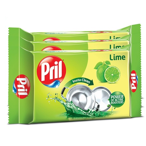 [PRIL-00690] Pril Dishwash Bar 200Gm Set Of 3 | Removes Tough Stains And Malodour | With The Power Of Active Boosters | Contains Goodness Of Lime