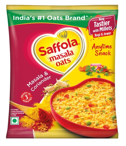 [SAFMAS-00733] Saffola Masala Oats Masala And Coriander Oats 39 Grams (1.37 Oz) Vegetarian Oatmeal India