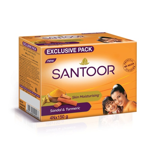 [SANTOO-00757] Santoor Sandal And Turmeric Soap, 150G (Pack Of 4)