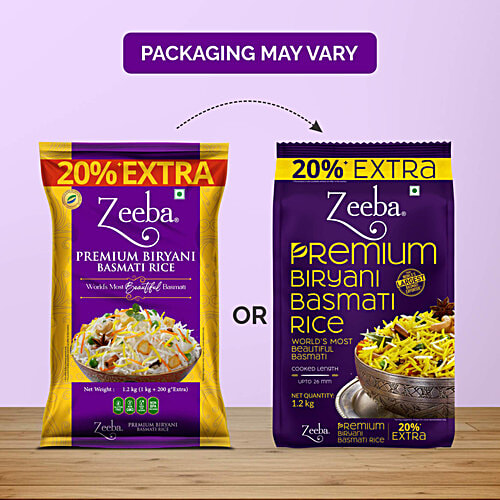 [ZEEPRE-00949] Zeeba Premium Biryani Rice (Cooked Length Upto 26Mm*), 1.2 Kg